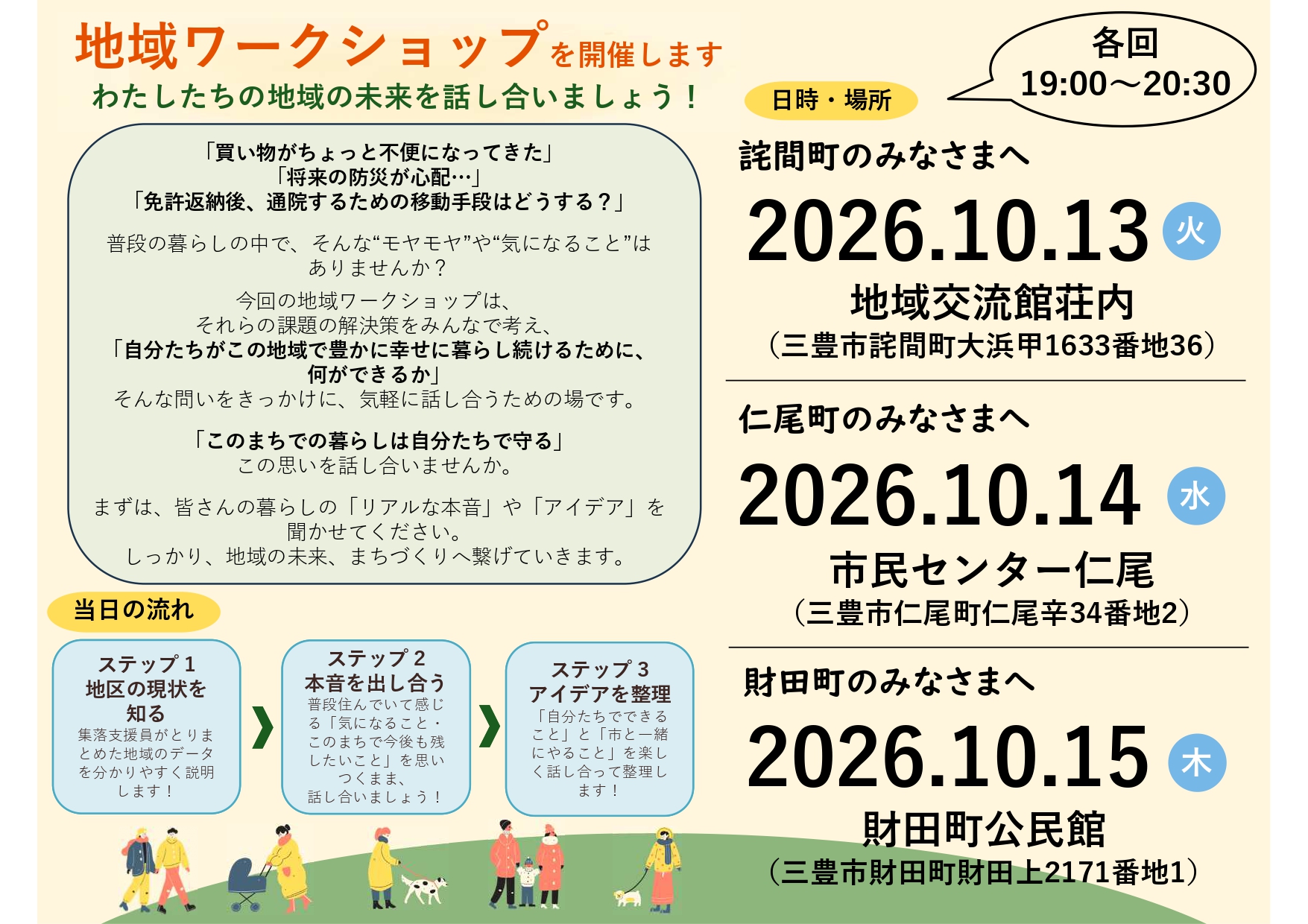 地域ワークショップチラシ（過疎3地域）
