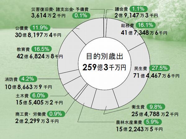 平成21年度目的別歳出詳細のグラフ