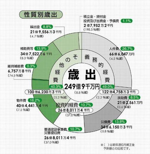 平成19年度性質別歳出の内訳グラフ