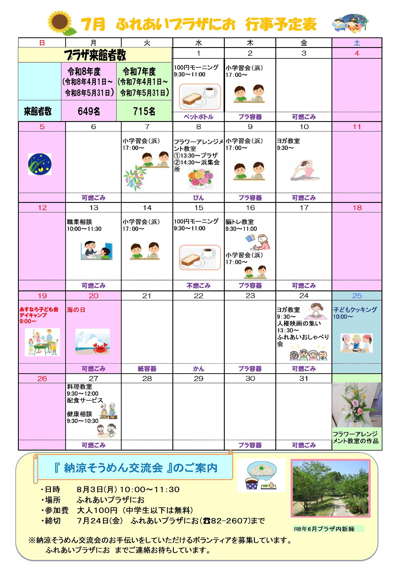 ふれあいプラザにお館だより裏面