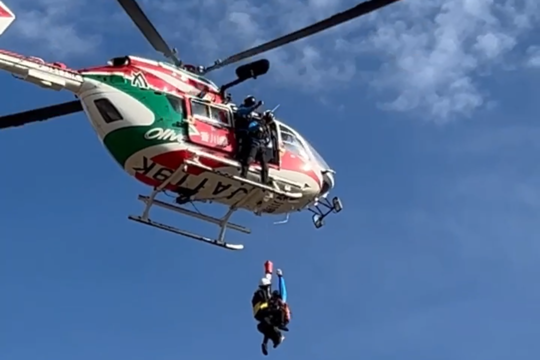 防災ヘリによる救出訓練も実施