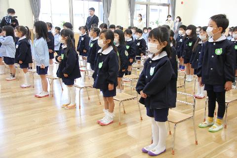 ▲園歌を歌う子どもたち