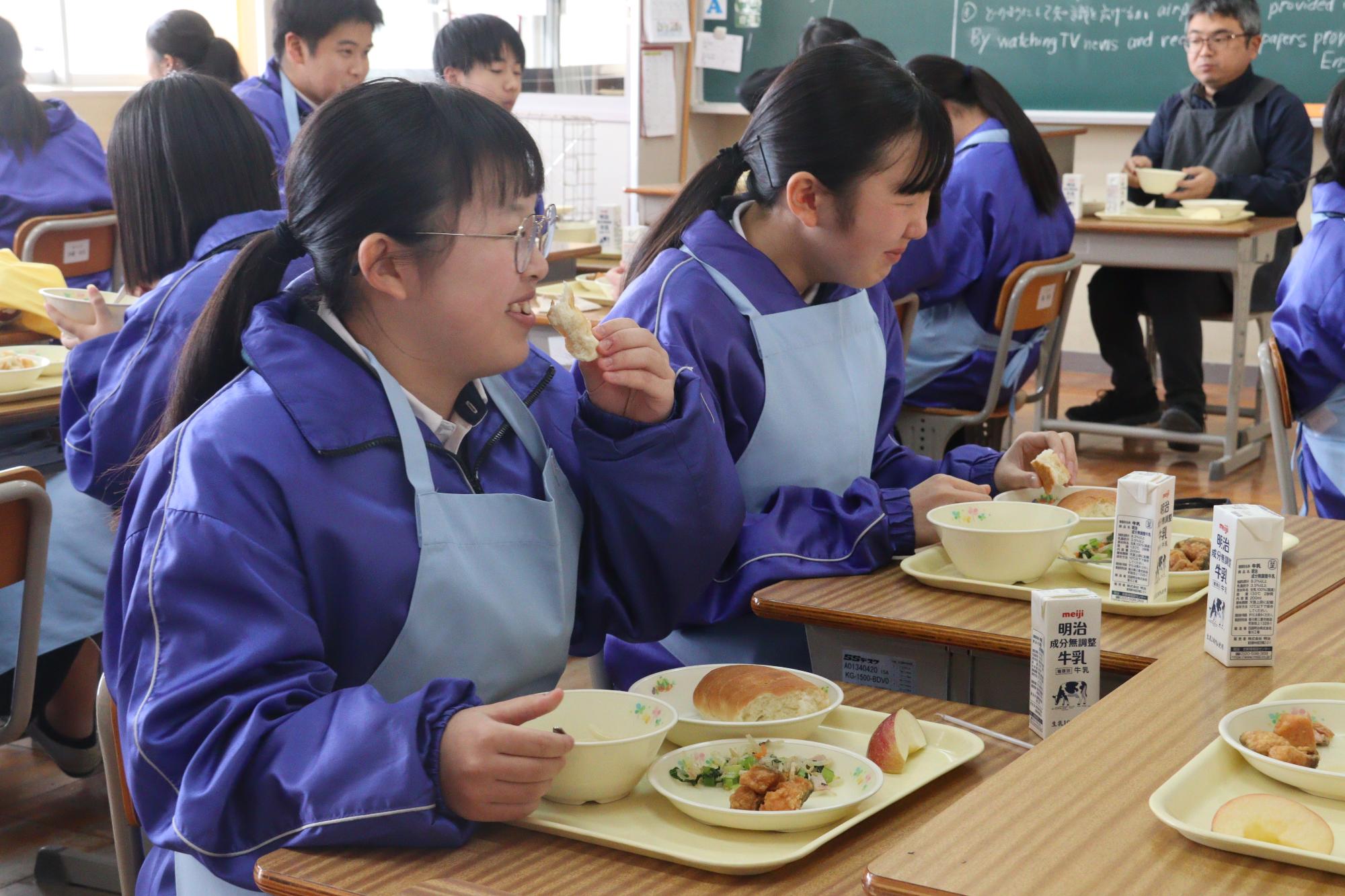 給食を通じて友好都市のつながりを（三野津中学校）